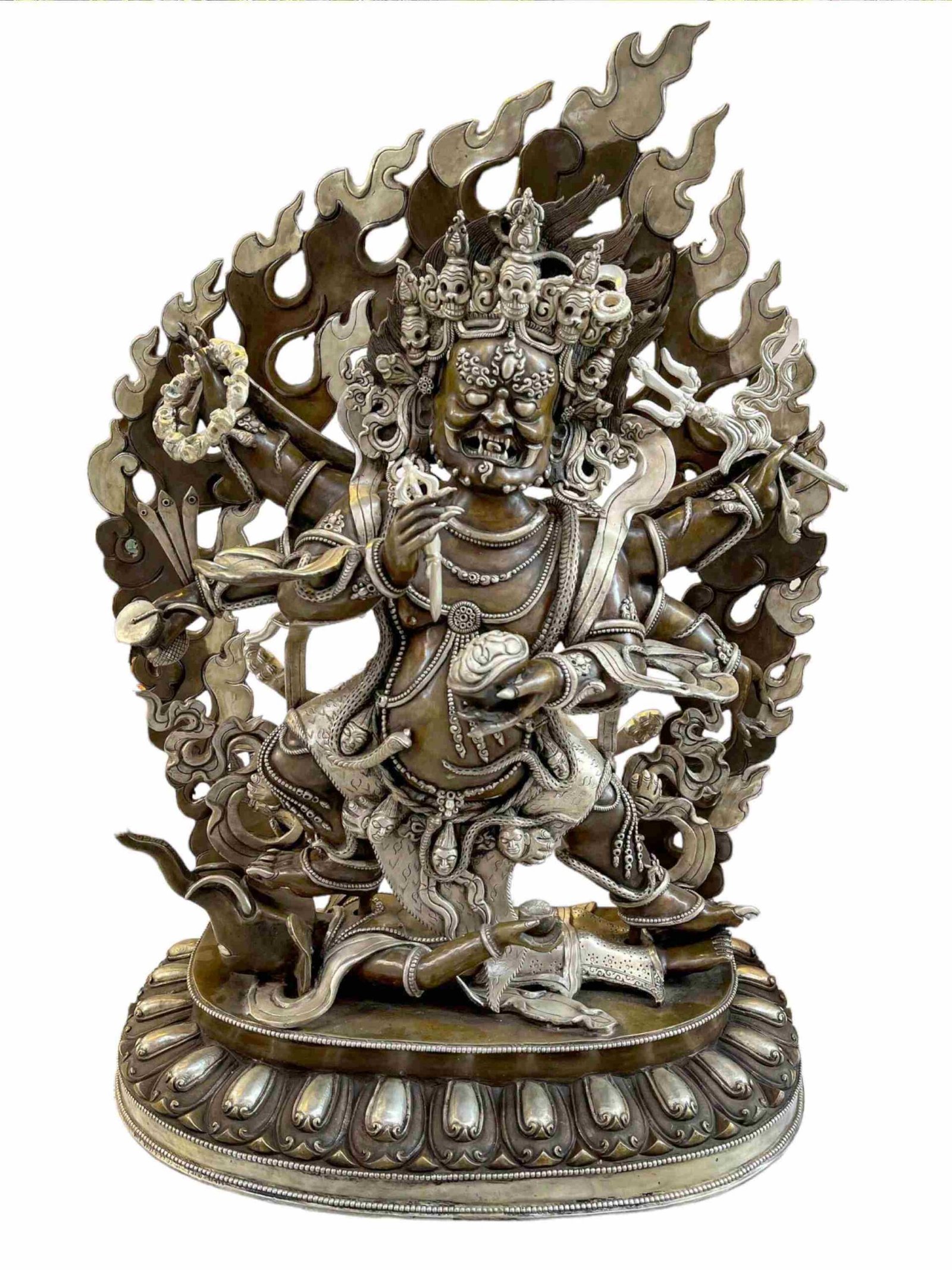 Buddhist Statue of Black Mahakala – Silver Plated Oxidized - Image 2
