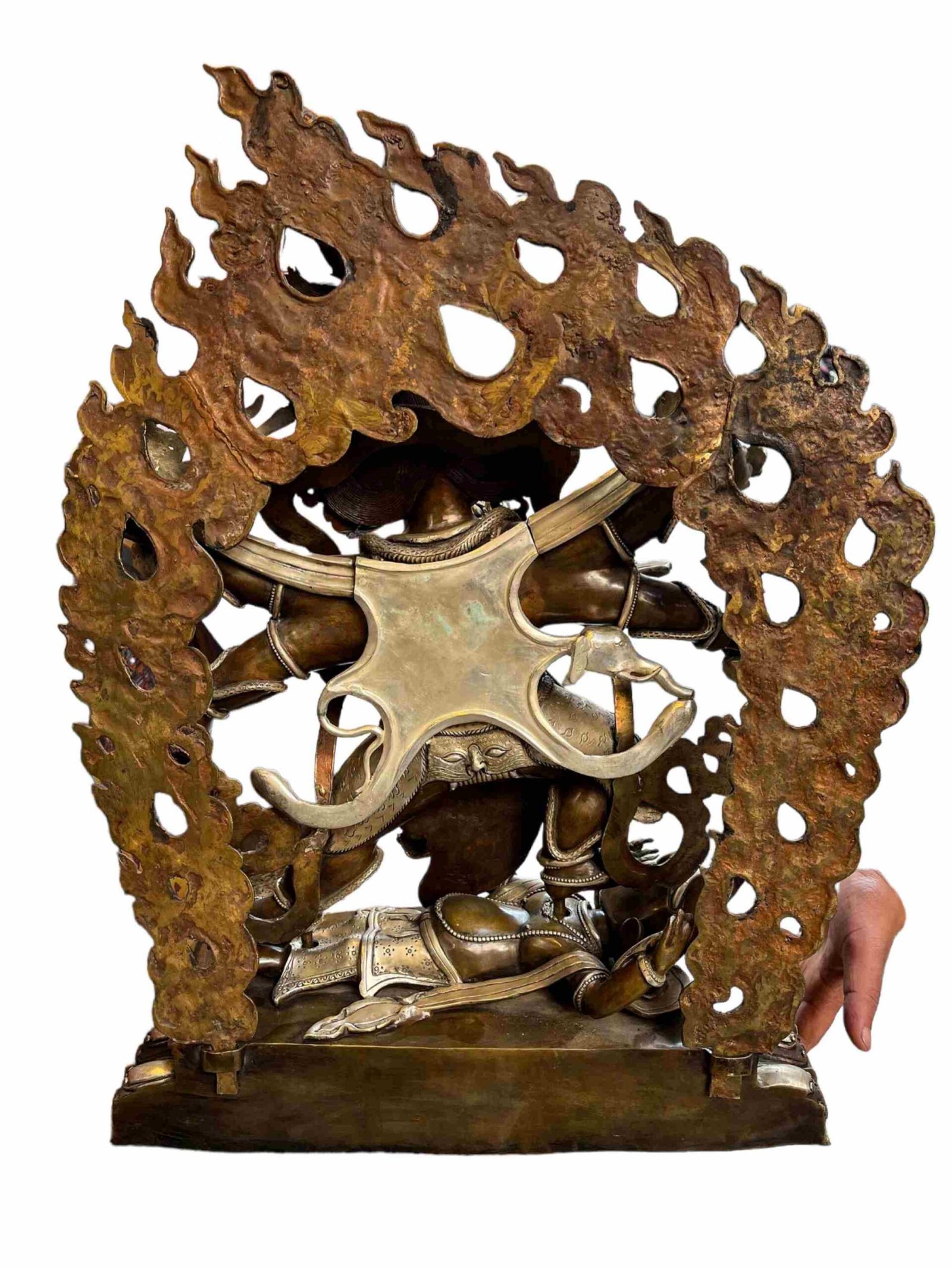 Buddhist Statue of Black Mahakala – Silver Plated Oxidized - Image 3