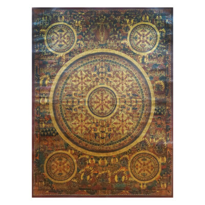 Buddhist Handmade Thangka – Pancha Mandala (Oiled Antique Finish)