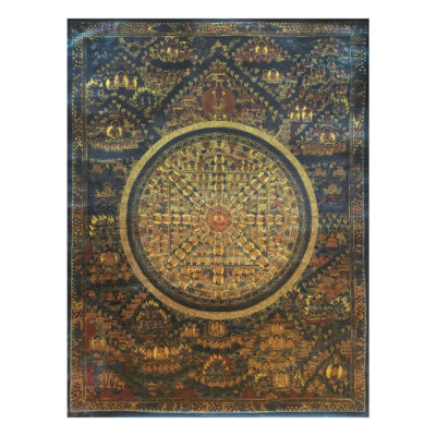 Buddhist Handmade Thangka – Buddha Mandala (Oiled Antique Finish)