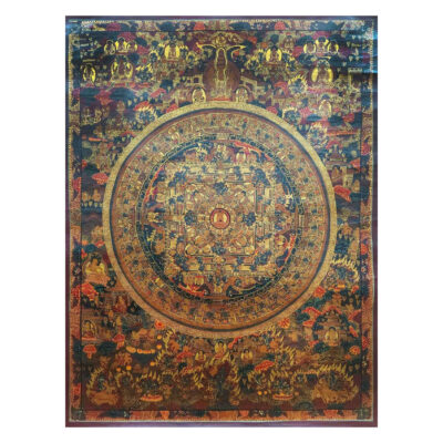 Buddhist Handmade Buddha Mandala Thangka (Oiled Antique Finish)