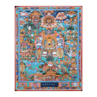 Buddhist Tibetan Thangka – Life Story of Buddha (Hand-Painted)