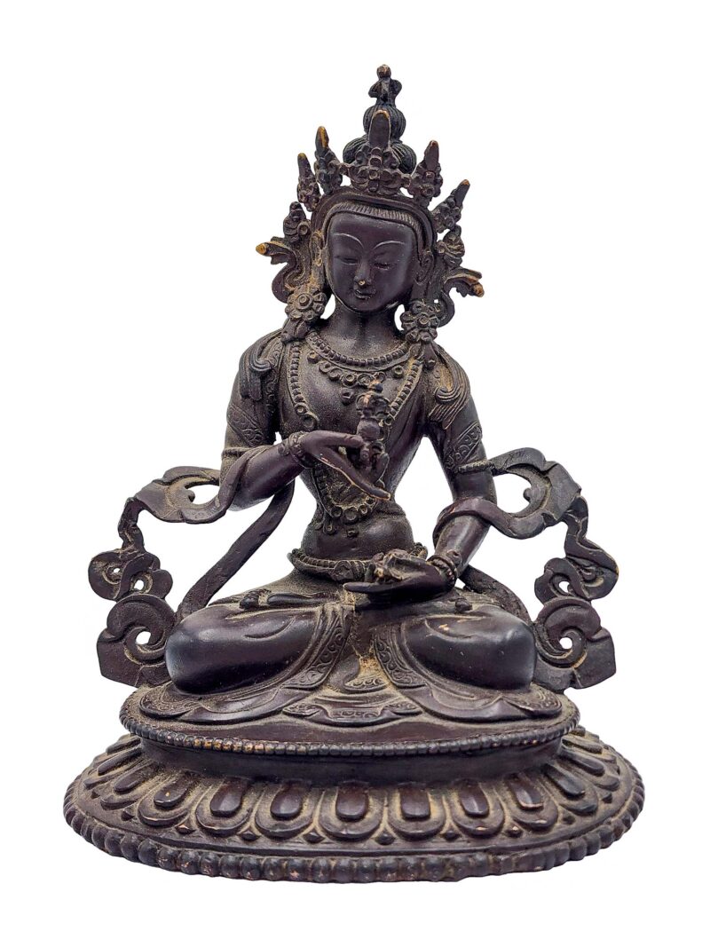 Buddhist Handmade Vajrasattva Statue – Antique Finish, Chocolate Oxidized - Image 3