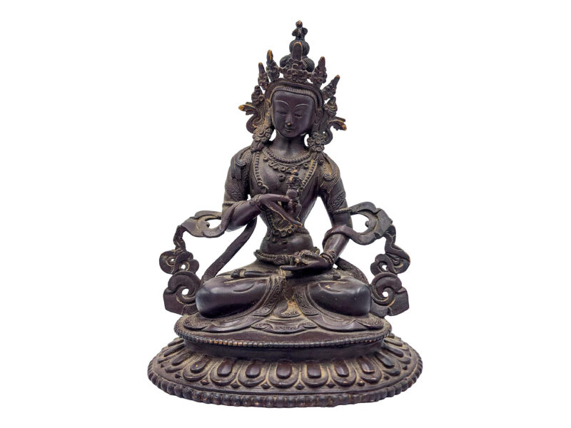 Buddhist Handmade Vajrasattva Statue – Antique Finish, Chocolate Oxidized