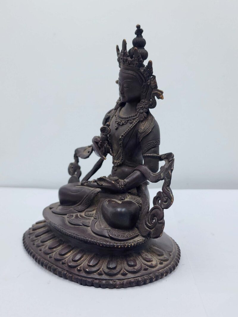Buddhist Handmade Vajrasattva Statue – Antique Finish, Chocolate Oxidized - Image 4