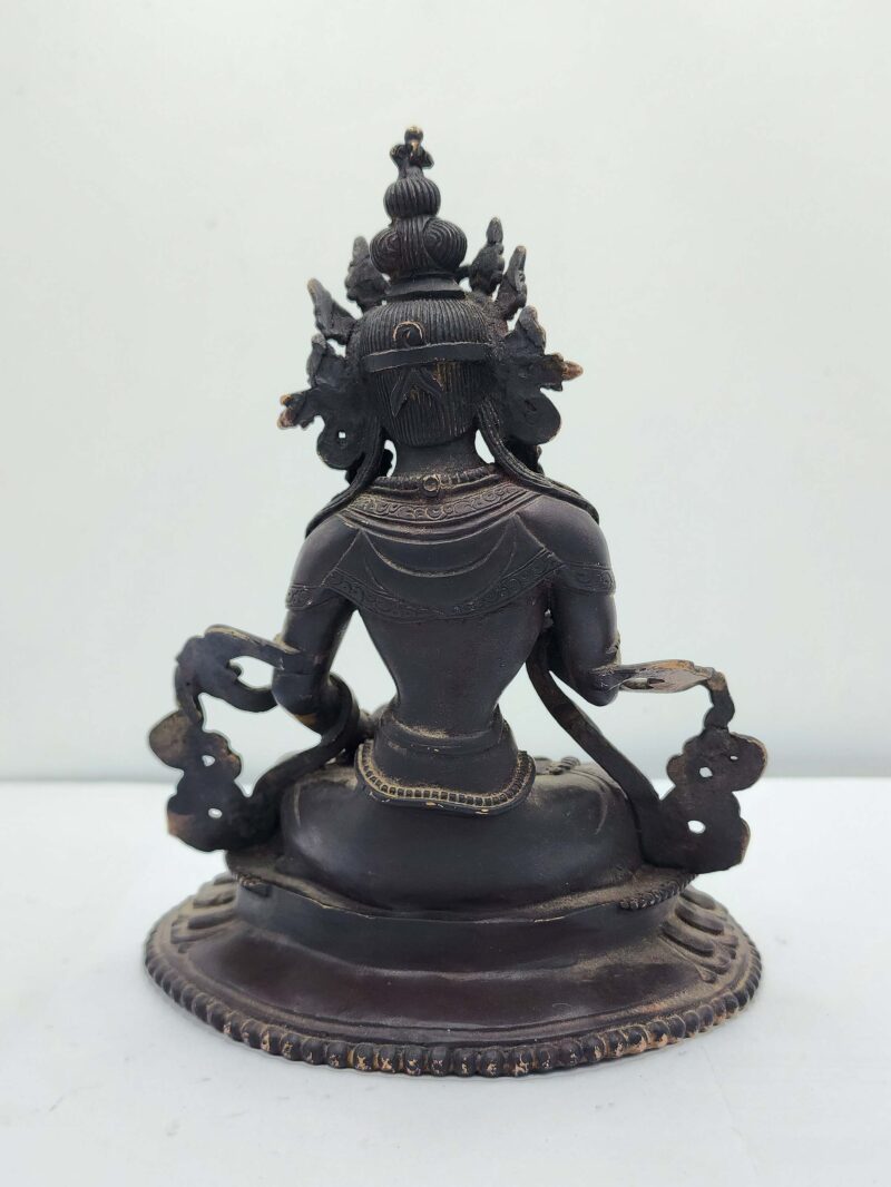 Buddhist Handmade Vajrasattva Statue – Antique Finish, Chocolate Oxidized - Image 5