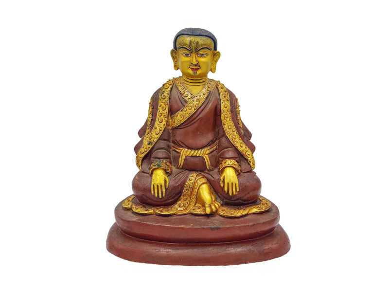 Buddhist Handmade Marpa Lotsawa Statue – Antique Finish, Partly Gold-Plated