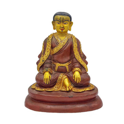 Buddhist Handmade Marpa Lotsawa Statue – Antique Finish, Partly Gold-Plated
