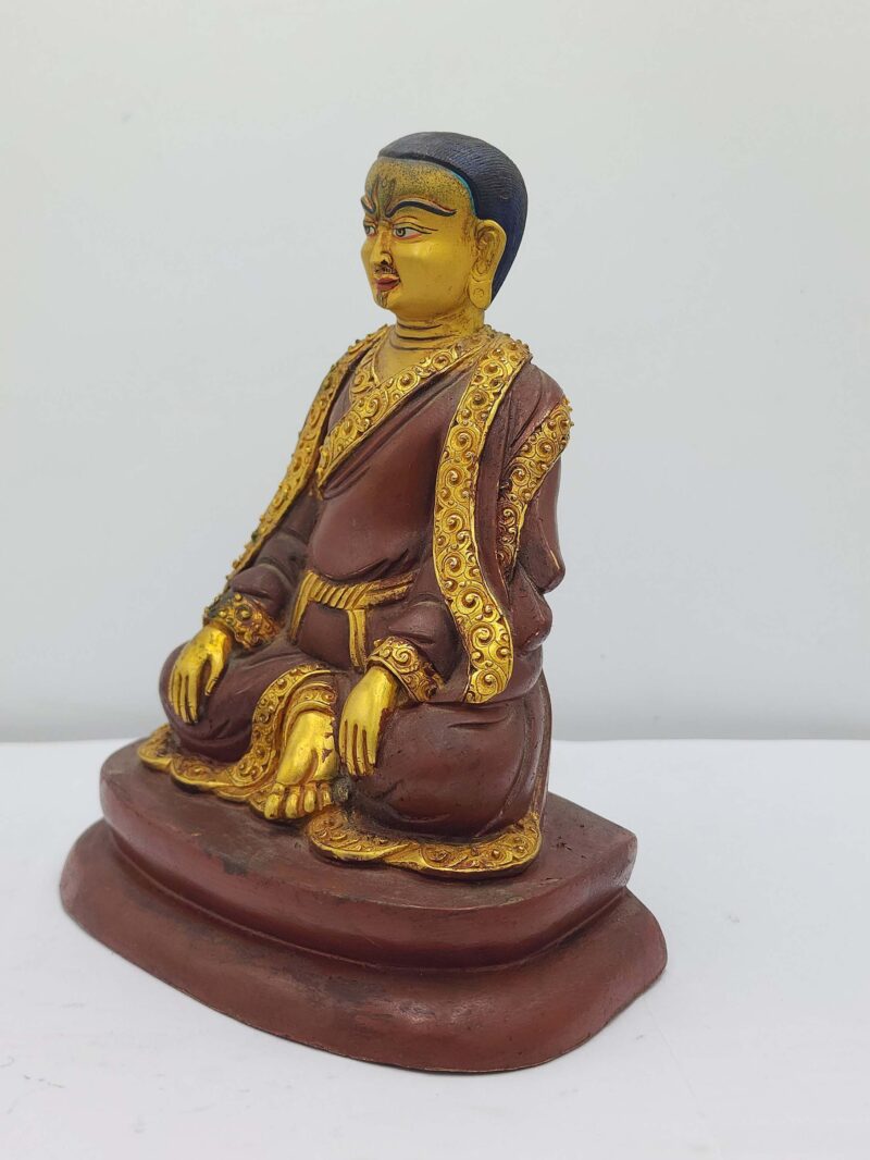 Buddhist Handmade Marpa Lotsawa Statue – Antique Finish, Partly Gold-Plated - Image 4