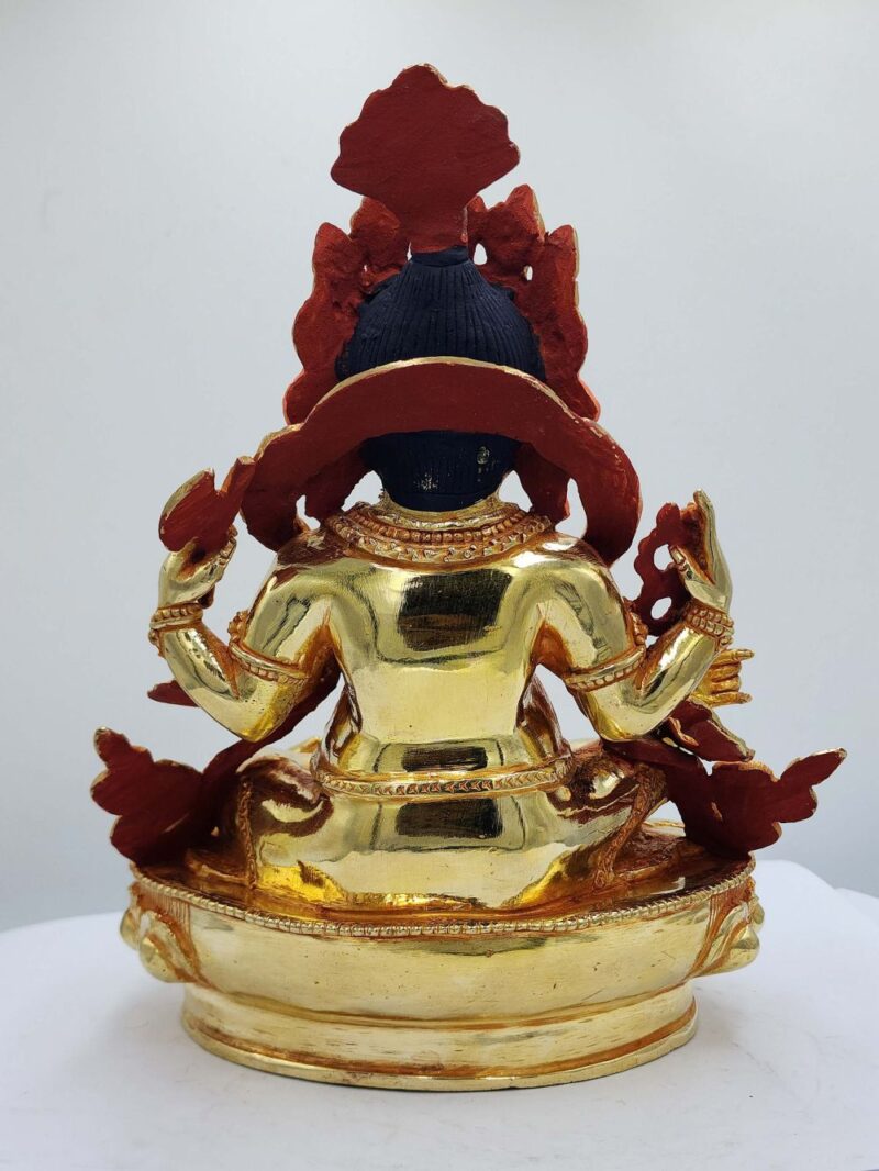 Buddhist Handmade Statue of Ganesh – Full Fire Gold Plated, Face Painted - Image 5