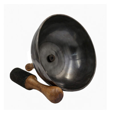 Buddhist Hand-Beaten Jambati Singing Bowl with Handle | Seven Metal Bronze