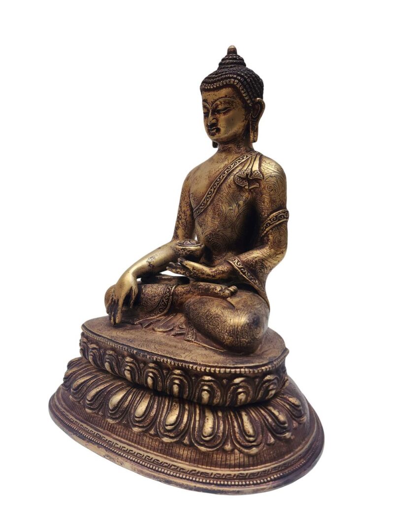 Buddhist Statue of Shakyamuni Buddha – Full Fire Gold Plated with Antique Finish - Image 4