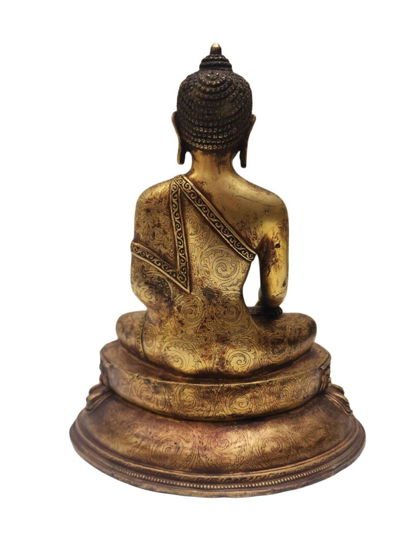Buddhist Statue of Shakyamuni Buddha – Full Fire Gold Plated with Antique Finish - Image 5