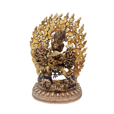 Buddhist Statue of Yamantaka – Full Fire Gold Plated with Antique Finish
