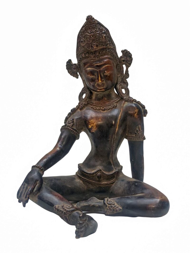 Handmade Nepali Statue of Indra – Antique Patina with Black Oxidized Finish - Image 3