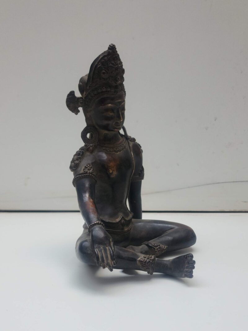 Handmade Nepali Statue of Indra – Antique Patina with Black Oxidized Finish - Image 2