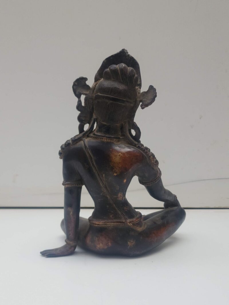 Handmade Nepali Statue of Indra – Antique Patina with Black Oxidized Finish - Image 5