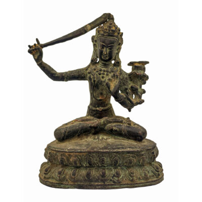 Old Stock Manjushri Buddhist Statue – Antique Patina Copper