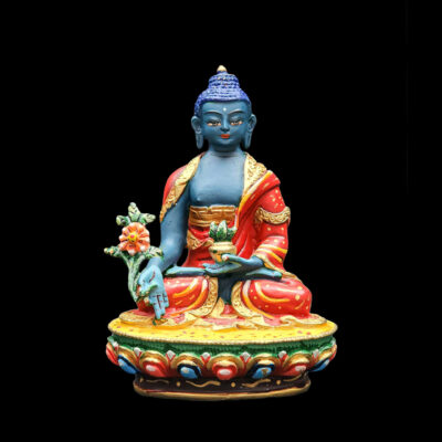 Miniature Buddhist Statue of Medicine Buddha – Traditional Color Finish (High Quality)