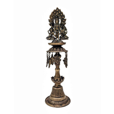 Handmade Copper Panas | Traditional Newari Oil Lamp | Antique Patina Finish