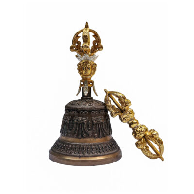Bell and Dorje Vajra – High-Quality Brass Ritual Set (Antique Finish)