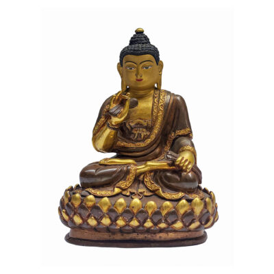 Amoghasiddhi Buddha Statue – Handcrafted Copper with Gold Highlights (Old Stock)