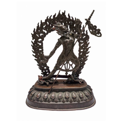 Vajrayogini Statue – Old Stock, Gold-Plated, Face Painted, Handmade Copper