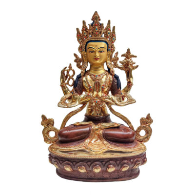 Chenrezig – Bodhisattva of Compassion | Gold Base, Partly Gold-Plated, Face Painted