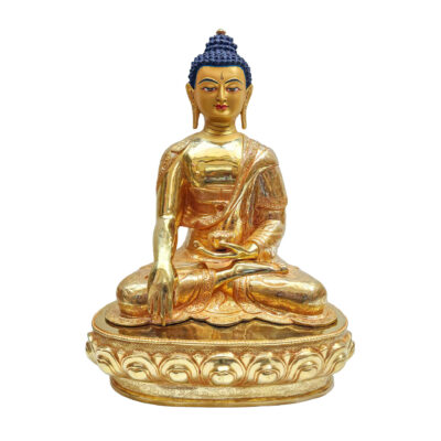 Shakyamuni Buddha – Fully Fire Gold-Plated, Face Painted | Handcrafted Buddhist Copper Statue