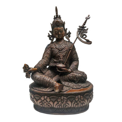 Padmasambhava – Guru Rinpoche Statue, Chocolate Oxidized with Deep Carving