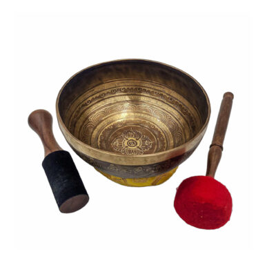 Hand-Beaten Singing Bowl with Fine Etching Carving