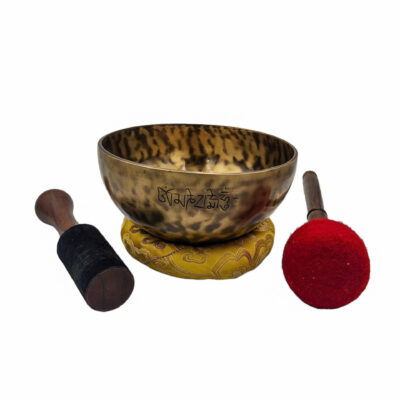 Full Moon Singing Bowl – Hand Beaten, Moon Carved, Antique Finish