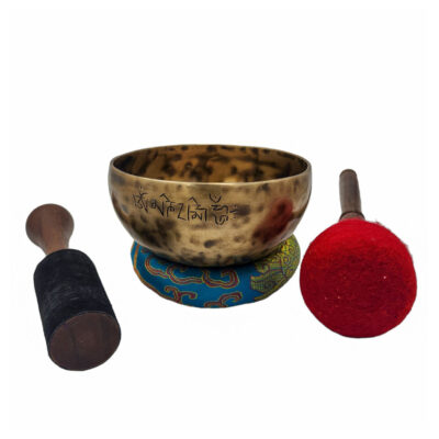 Full Moon Singing Bowl – Hand Beaten, Moon-Carved, Antique Finish