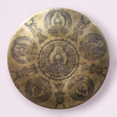 Handmade Chau Gong – Bronze Tam-Tam Gong with Pancha Buddha Etching