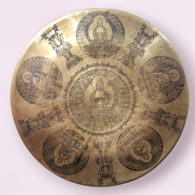 Handmade Chau Gong – Bronze Tam-Tam Gong with Pancha Buddha Etching