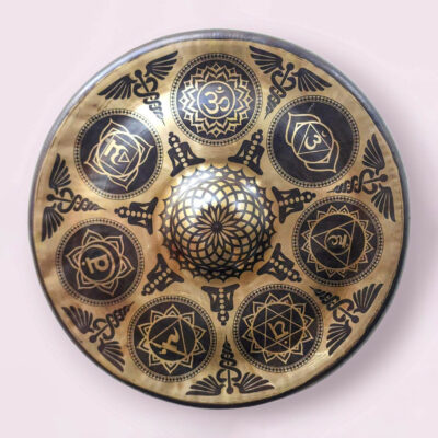 Burmese Hand-Beaten Nipple Gong with Flower Design | Javanese Style | 29cm Bronze Gong