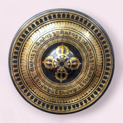 Burmese Hand-Beaten Nipple Gong with Flower Design | Javanese Style | 29cm Bronze Gong