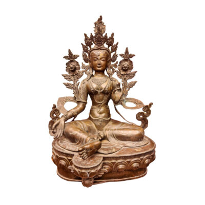 Green Tara Buddhist Handmade Large Statue | Natural Patina Finish | 100cm Copper Statue