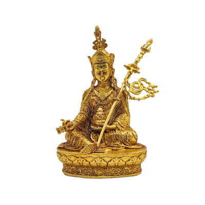 Padmasambhava Statue | Full Fire Gold Plated | Miniature Copper Sculpture | Ceramic Mold Casting