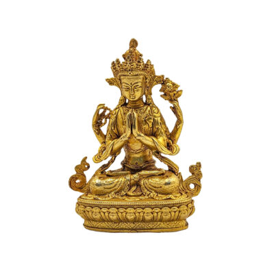 Chenrezig Statue – Full Gold Plated, Ceramic Molding