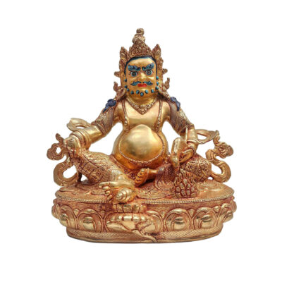 Yellow Jambhala – Buddhist Handmade Statue, Gold Plated and Face Painted